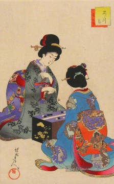 Zucker Spiel 1896 Toyohara Chikanobu bijin okubi e Ölgemälde